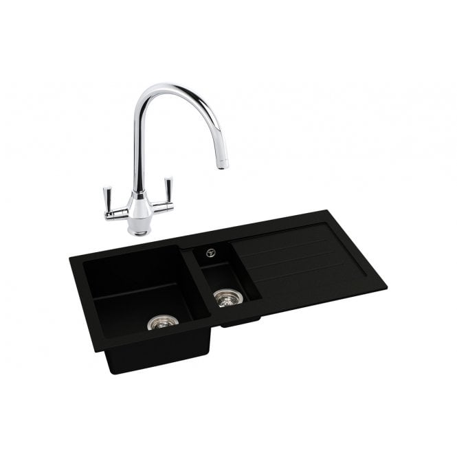 Abode  Xcite 1.5 Bowl Inset Black Metallic Sink and Astral Tap Pack