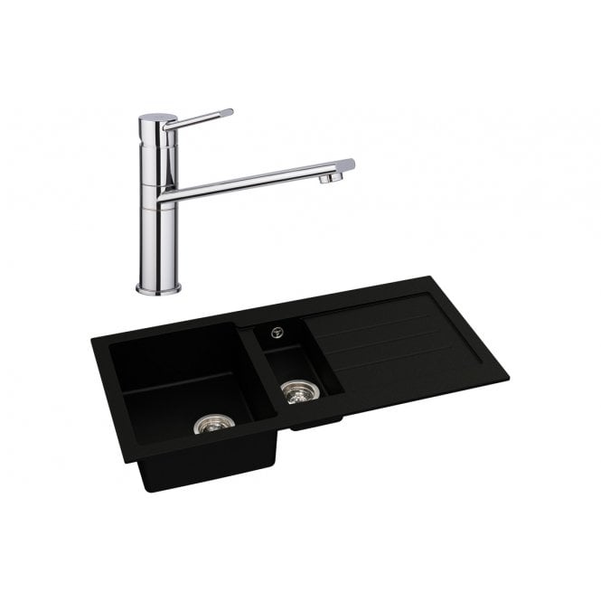 Abode  Xcite 1.5 Bowl Inset Black Metallic Sink and Specto Tap Pack