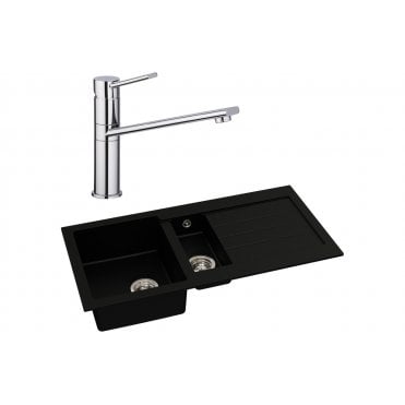 Abode Xcite 1.5 Bowl Inset Black Metallic Sink and Specto Tap Pack