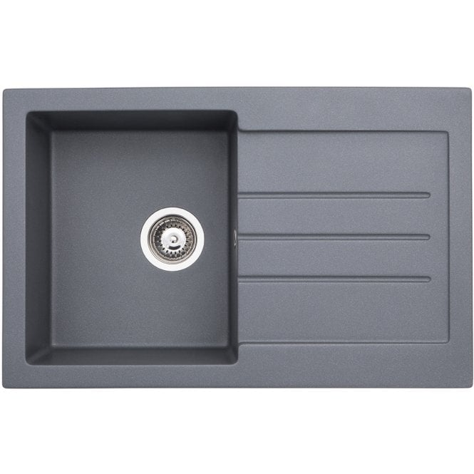 Abode  Xcite 1 Bowl and Drainer Granite Inset Sink - Grey Metallic