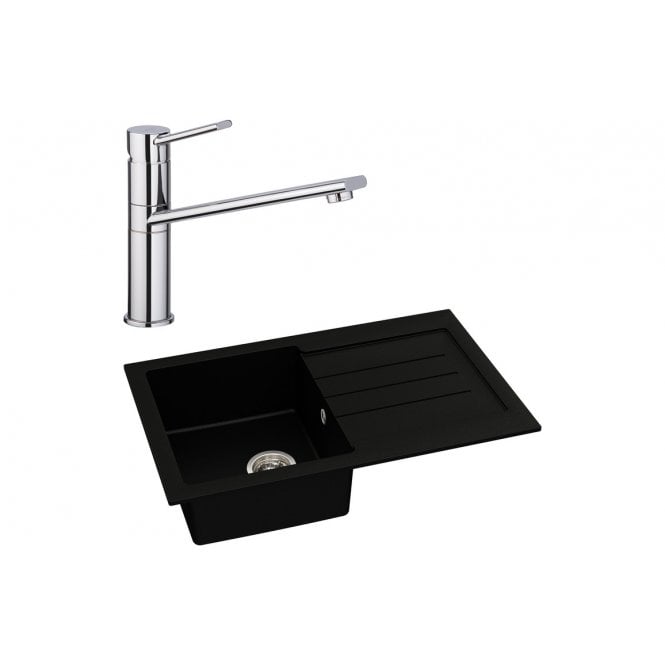 Abode  Xcite 1 Bowl Inset Black Metallic Sink and Specto Tap Pack