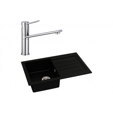 Abode Xcite 1 Bowl Inset Black Metallic Sink and Specto Tap Pack