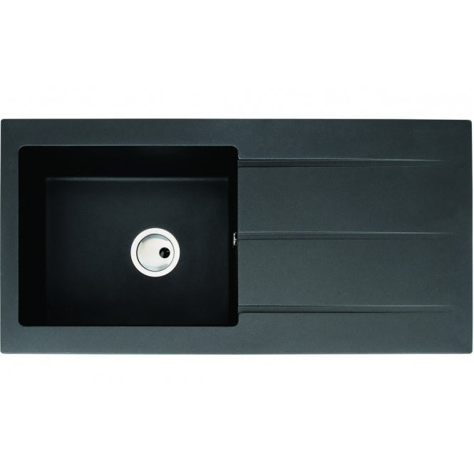 Abode  Zero 1 Bowl and Drainer Granite Inset Sink - Black Metallic