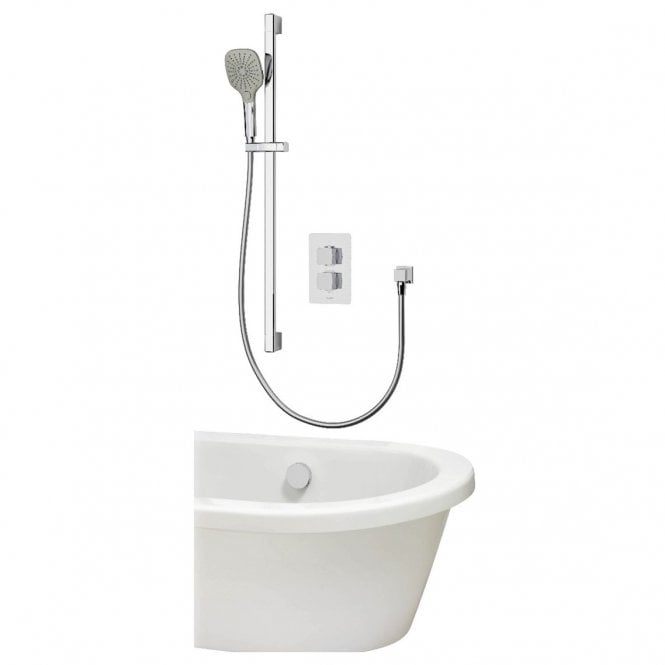 Aqualisa  Dream Concealed Thermostatic Mixer Dual Outlet With Adjustable Kit And Bath Fill - Square - Chrome