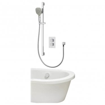 Aqualisa Dream Concealed Thermostatic Mixer Dual Outlet With Adjustable Kit And Bath Fill - Square - Chrome