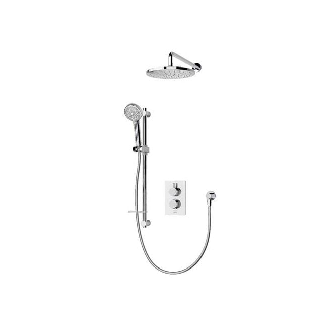 Aqualisa  Dream Concealed Thermostatic Mixer Dual Outlet With Adjustable Kit And Wall Fixed Head - Round - Chrome
