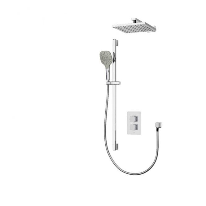 Aqualisa  Dream Concealed Thermostatic Mixer Dual Outlet With Adjustable Kit And Wall Fixed Head - Square - Chrome