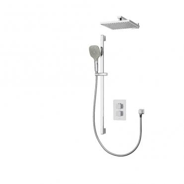 Aqualisa Dream Concealed Thermostatic Mixer Dual Outlet With Adjustable Kit And Wall Fixed Head - Square - Chrome