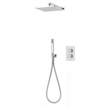 Aqualisa Dream Concealed Thermostatic Mixer Dual Outlet With Hand Shower And Wall Fixed Head - Square - Chrome