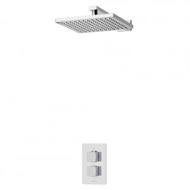 Aqualisa Dream Concealed Thermostatic Mixer Single Outlet With Wall Fixed Head - Square - Chrome