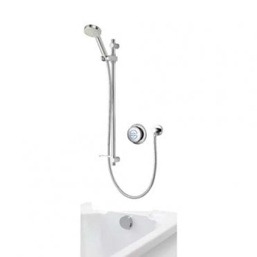 Aqualisa Quartz Blue Concealed Shower With Adjustable Head And Overflow Bath Filler - Pumped - Chrome