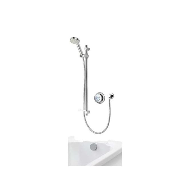 Aqualisa  Quartz Blue Concealed Shower With Adjustable Head And Overflow Bath Filler - Standard - Chrome