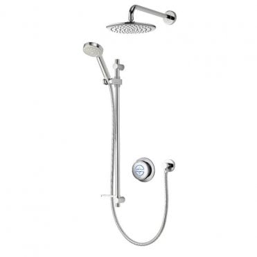 Aqualisa Quartz Classic Concealed Shower With Wall Mounted Fixed & Adjustable Heads - Pumped - Chrome