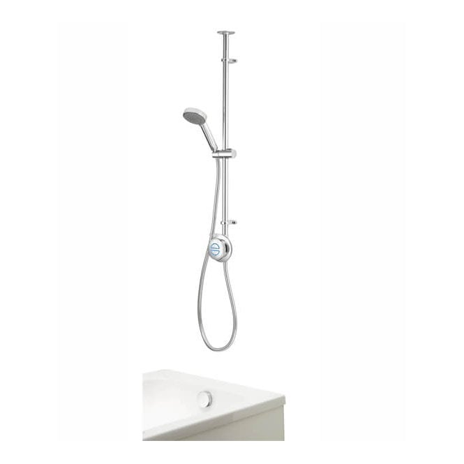Aqualisa  Quartz Classic Exposed Shower With Adjustable Head And Overflow Bath Filler - Standard - Chrome