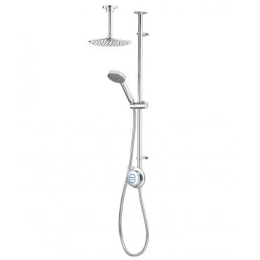 Aqualisa Quartz Classic Exposed Shower With Ceiling Mounted Fixed And Adjustable Heads - Standard - Chrome