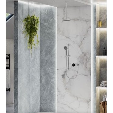 Aqualisa Quartz Touch Concealed Shower With Ceiling Mounted Fixed And Adjustable - Pumped - Chrome