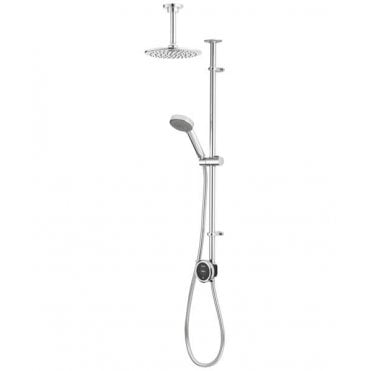 Aqualisa Quartz Touch Exposed Shower With Ceiling Mounted Fixed And Adjustable Heads - Standard - Chrome