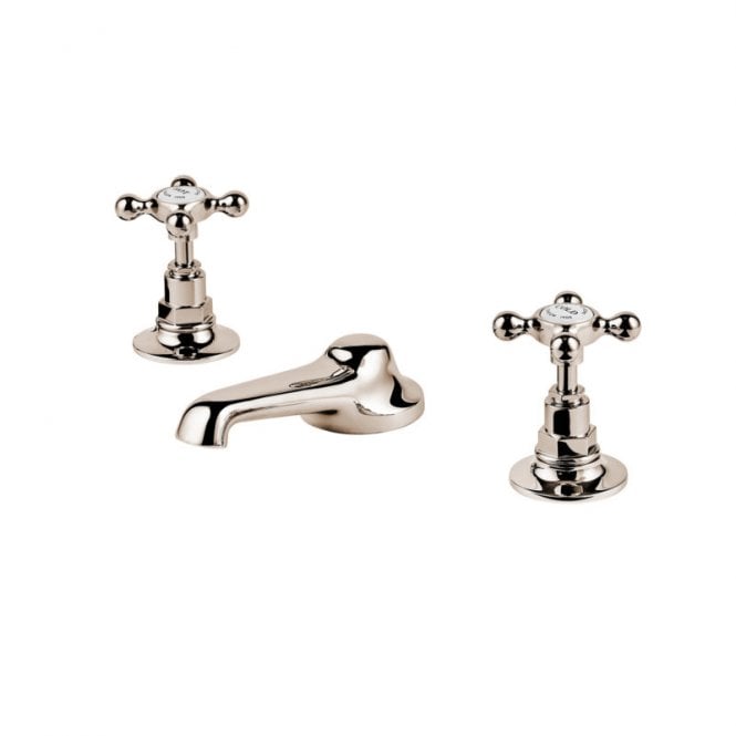 Barber Wilsons  3 Hole Basin Mixer Tap With 115mm Spout with Plug, Chain and Stay R6452