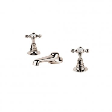 Barber Wilsons 3 Hole Basin Mixer Tap With 115mm Spout with Plug, Chain and Stay R6452