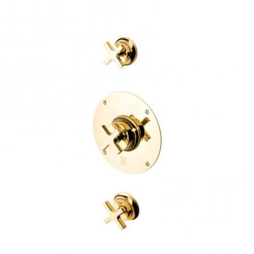 Barber Wilsons Milne Concealed Thermostatic Shower Mixer on a 8″ Round Plate with Double Flow Controls MPS53C200 