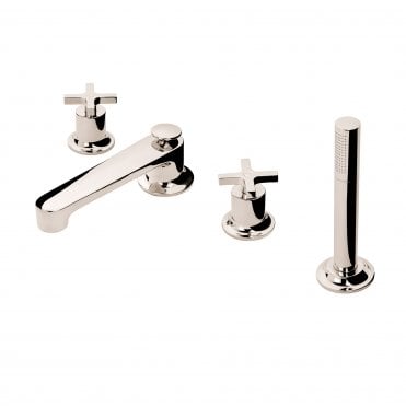 Barber Wilsons Milne, Deck Mounted 4-Hole Bath Mixer with Integrated Pop-Up Diverter and Hand Shower