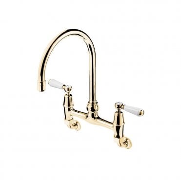 Barber Wilsons Wall Mounted Kitchen Mixer Tap With Swivel Swan Neck Spout  - R2010
