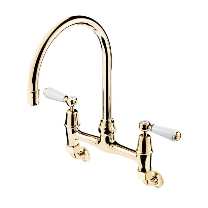 Barber Wilsons  Wall Mounted Kitchen Mixer Tap With Swivel Swan Neck Spout  - R2010