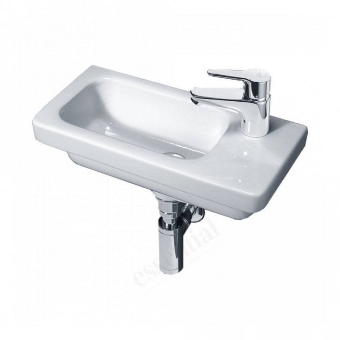 Essential Bathrooms  Essential Ivy Slimline Wall Hung Basin Only 450mm Wide Right Handed 1 Tap Hole - EC7010