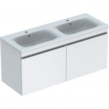 Geberit Renova Plan 1300mm One Drawer Wall Hung Vanity Unit With Double Basin