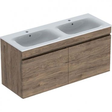 Geberit Renova Plan 1300mm One Drawer Wall Hung Vanity Unit With Double Basin