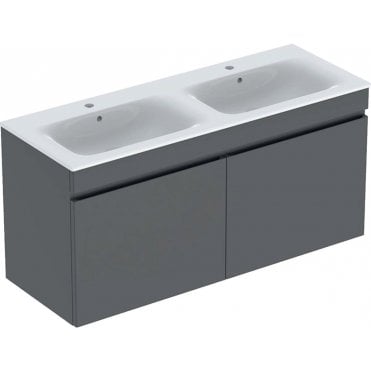 Geberit Renova Plan 1300mm One Drawer Wall Hung Vanity Unit With Double Basin
