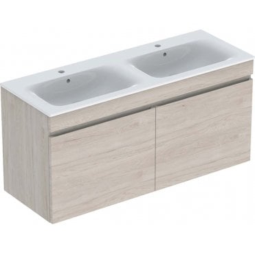 Geberit Renova Plan 1300mm One Drawer Wall Hung Vanity Unit With Double Basin