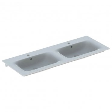 Geberit Renova Plan 1300mm Slim Wall Hung Double Basin 1 Tap Hole