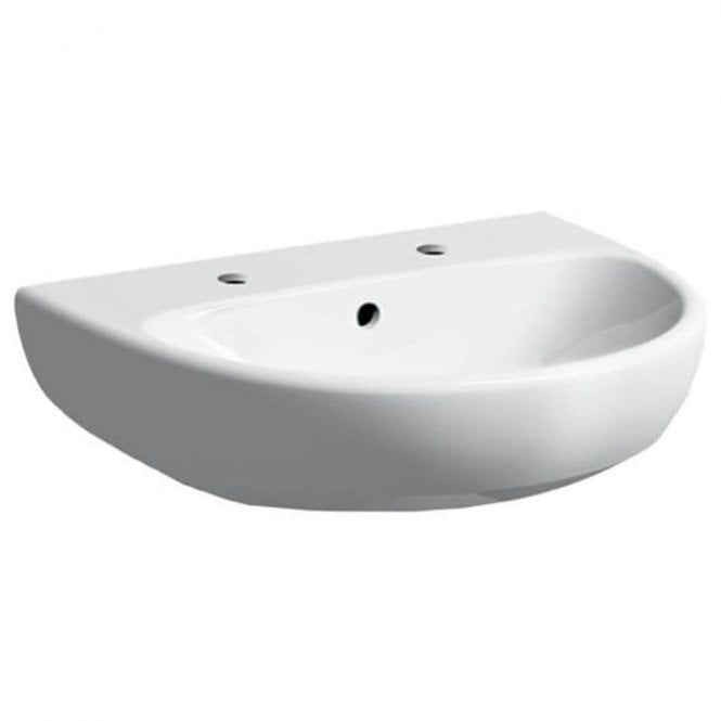 Geberit  Selnova 500mm Semi Round Basin With Full Pedestal-2 Tap Hole