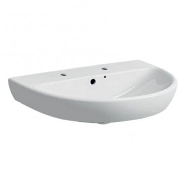 Geberit Selnova 550mm Semi Round Basin With Full Pedestal-2 Tap Hole