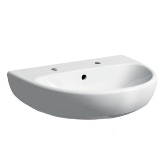 Geberit  Selnova 600mm Semi Round Basin With Semi Pedestal-2 Tap Hole