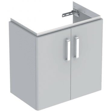 Geberit Selnova Compact 650mm Double Door Vanity Unit With Basin-1 Tap Hole-Grey
