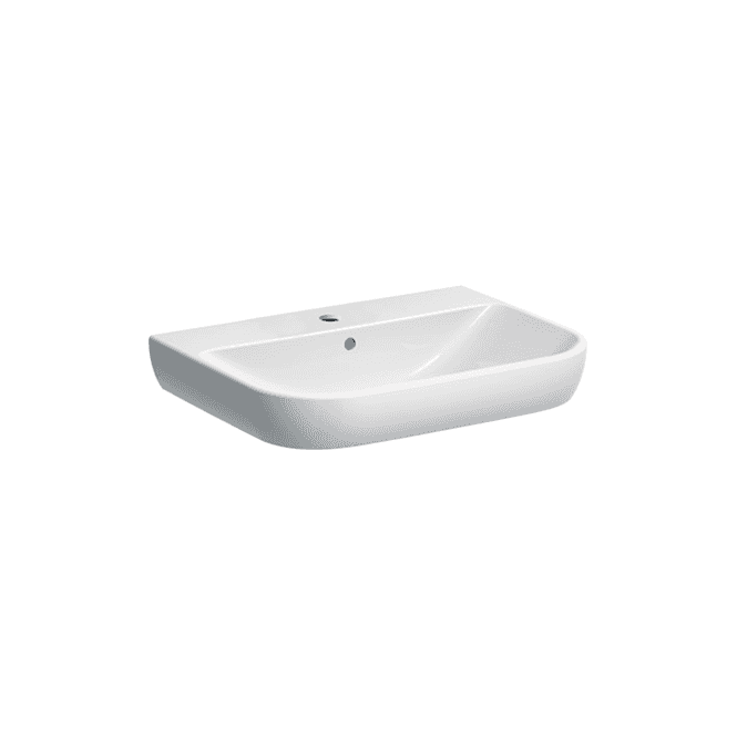 Geberit  Smyle 650mm Basin With Semi Pedestal-1 Tap Hole