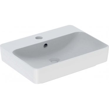 Geberit Variform 600mm Rectangular Countertop Basin With Overflow-1 Tap Hole