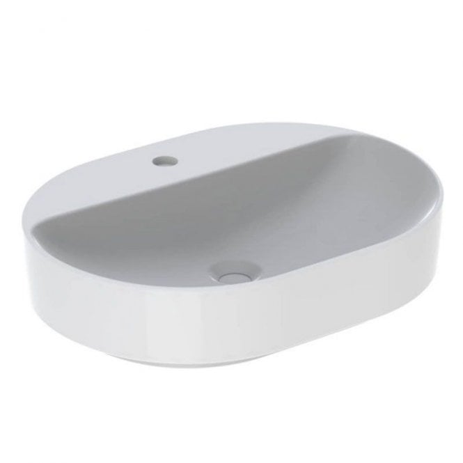 Geberit  VariForm Elliptic Lay-On 600mm Wall Hung Basin-1 Tap Hole