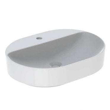 Geberit VariForm Elliptic Lay-On 600mm Wall Hung Basin-1 Tap Hole
