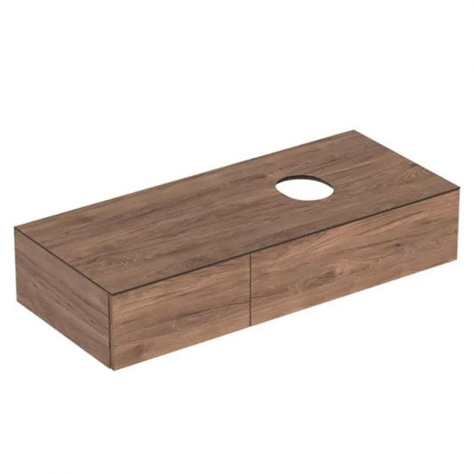 Geberit  VariForm Two Drawer 1200mm Wall Hung Vanity Unit For Lay-On-Basin-Hickory