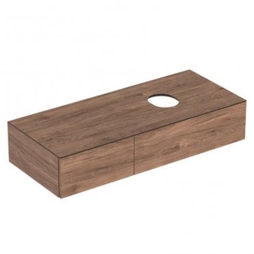 Geberit VariForm Two Drawer 1200mm Wall Hung Vanity Unit For Lay-On-Basin-Hickory