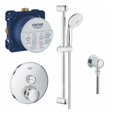 GROHE 1 Button Grotherm Smartcontrol Thermostatic Round Perfect Shower Set - 119245