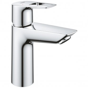 Grohe Bauloop M-Size Smooth Body Basin Mixer Tap With Push Open Waste - Chrome