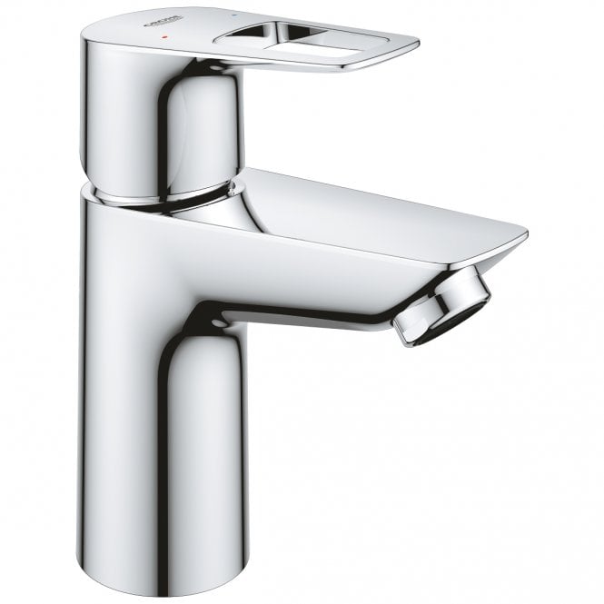 Grohe  Bauloop S-Size LowFlow Smooth Body Basin Mixer Tap With Push Open Waste - Chrome