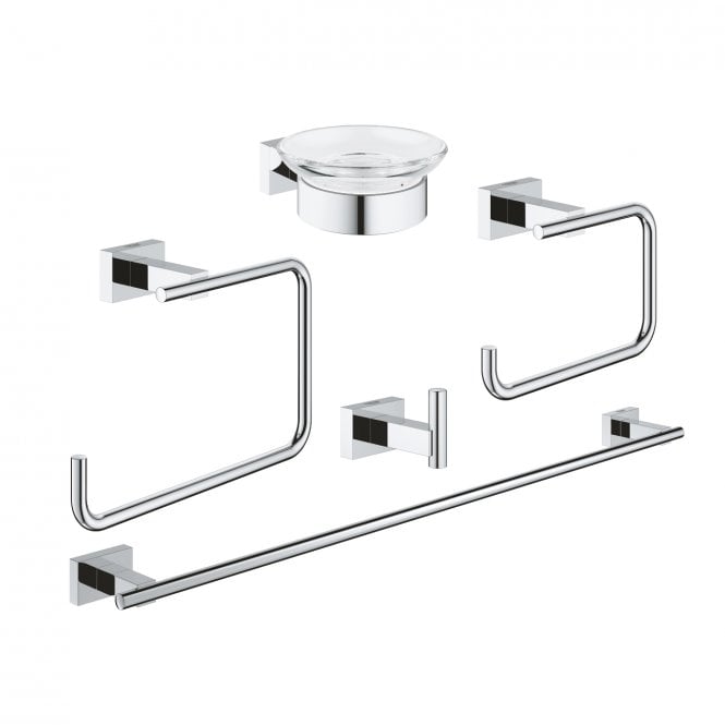 Grohe  Essentials Cube Master Set Of 5 Bathroom Accessories - Chrome