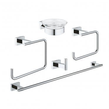 Grohe Essentials Cube Master Set Of 5 Bathroom Accessories - Chrome