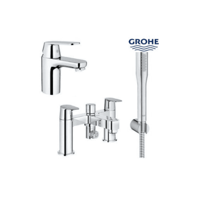 Grohe  Euro smart Cosmo Basin Mixer And Bath Shower Mixer With Kit Smooth Body - Chrome