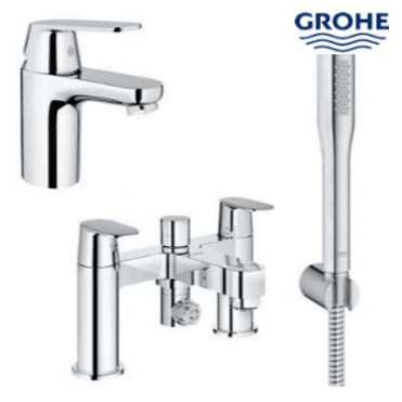 Grohe Euro smart Cosmo Basin Mixer And Bath Shower Mixer With Kit Smooth Body - Chrome